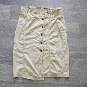 Banana Republic Heritage Button Midi Skirt Tan Paperbag Cargo Preppy